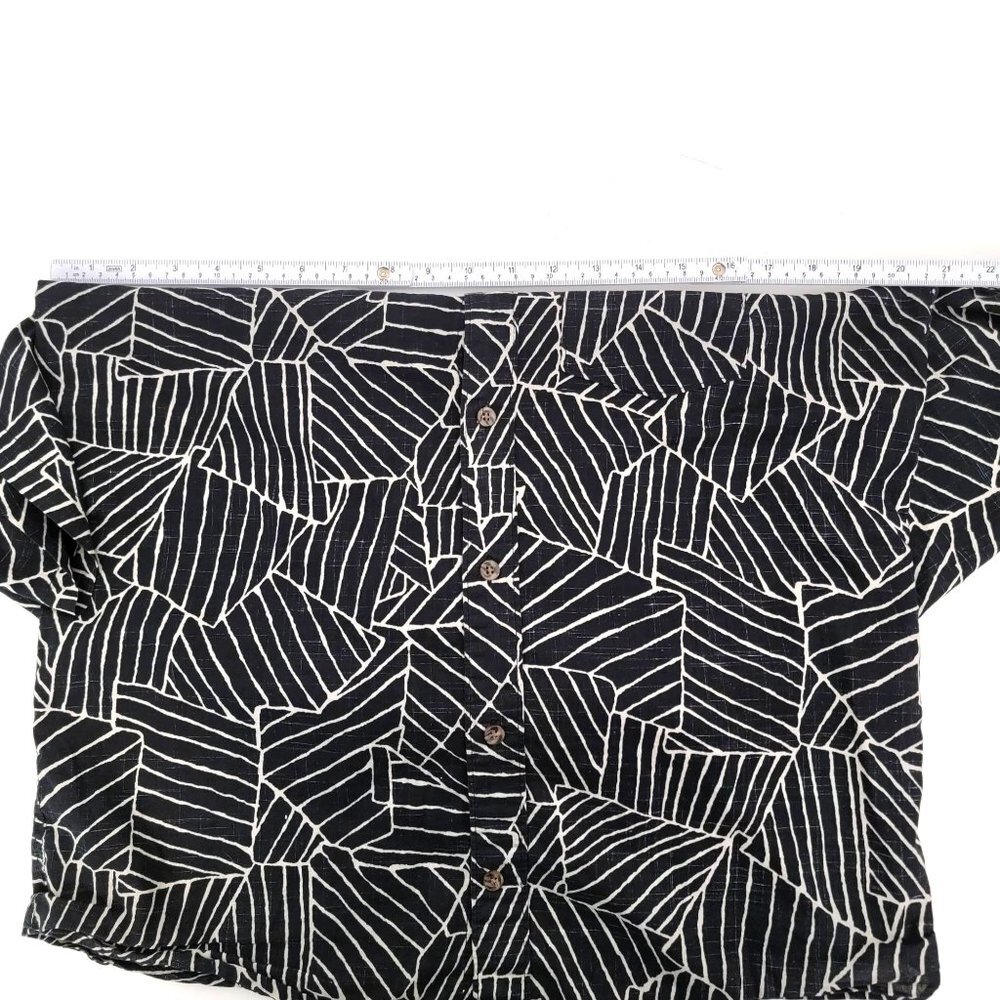 Volcom Black & Cream Abstract Print Slim Fit Short Sleeve Button Up Shirt SZ M - Picture 9 of 10